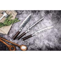 Coltello da pane - FORGIATO - SEBRA - Acciaio giapponese 440C - Manico in legno di Dalbergia - L 20,5 cm