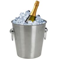 Excellent Houseware ijsemmer - 3L - zilver - RVS - D20 cm - champagnekoeler/ijsbucket
