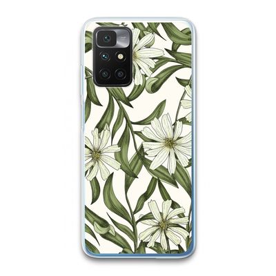 Wit bloemenpatroon: Xiaomi Redmi 10 Transparant Hoesje