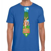 Paashaas stropdas vrolijk Pasen t-shirt blauwe voor heren