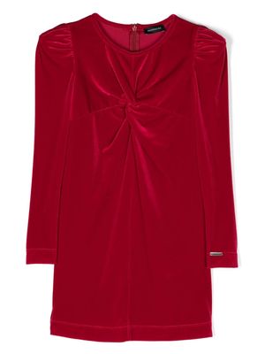 Monnalisa robe en velours à manches longues - Rouge