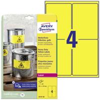Avery-Zweckform L6127-20 Folie-etiketten Polyester folie Geel 1 stuk(s) Permanent hechtend Laser (zwart/wit), Kopiëren (zwart/wit)