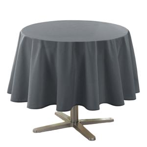 Eettafel tafelkleed rond - donkergrijs - polyester - Dia 180 cm - Basic eettafel tafelkleden