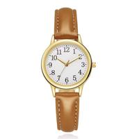 LGT Klassiek dameshorloge met bruine leren band en gouden details