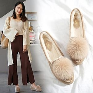 Dames Hoge hakken Grote maten Comfortabele schoenen Buiten Dagelijks Sleehak Gepuntte Teen Modieus Elegant Comfortabel Imitatiebont Imitatiesuède Leegloper Effen Kleur Lichtbruin Zwart Roze miniinthebox