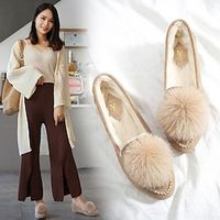 Dames Hoge hakken Grote maten Comfortabele schoenen Buiten Dagelijks Sleehak Gepuntte Teen Modieus Elegant Comfortabel Imitatiebont Imitatiesuède Leegloper Effen Kleur Lichtbruin Zwart Roze miniinthebox