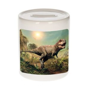 Dieren foto spaarpot stoere t-rex dinosaurus 9 cm - dinosaurussen spaarpotten jongens en meisjes