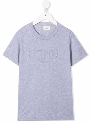 Fendi Kids t-shirt à logo embossé - Gris