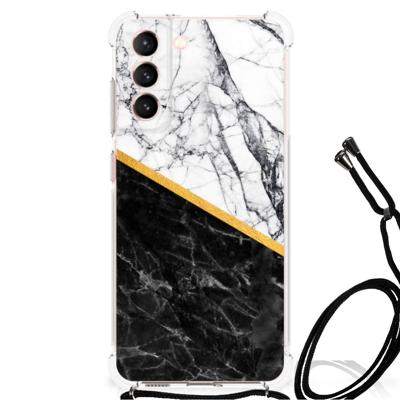 Samsung Galaxy S21 FE Anti-Shock Hoesje Marmer Wit Zwart - Origineel Cadeau Man Samsung Galaxy S21 FE Anti-Shock Hoesje Marmer Wit Zwart - Origineel Cadeau Man