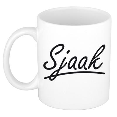 Sjaak Naam koffiemok - beker - met sierlijke letters - wit - 300 ml - Cadeau - Heren Sjaak Naam koffiemok - beker - met sierlijke letters - wit - 300 ml - Cadeau - Heren