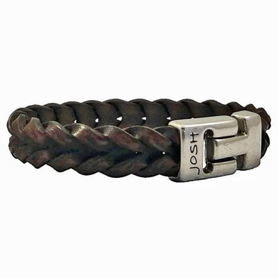 JOSH 24728-BRA-S-CO Armband leder cognac-zilverkleurig 15 mm 21 cm