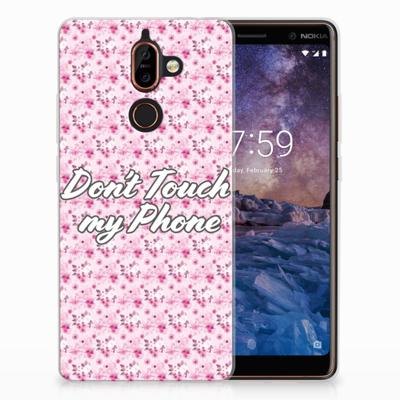 Nokia 7 Plus Silicone-hoesje Flowers Pink DTMP Nokia 7 Plus Silicone-hoesje Flowers Pink DTMP