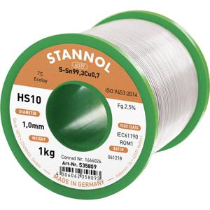 Stannol HS10 2,5% 1,0MM SN99,3CU0,7 CD 1000G Soldeertin, loodvrij Loodvrij, Spoel Sn99,3Cu0,7 ROM1 1000 g 1 mm