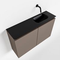 Toiletmeubel Mondiaz Ture | 80 cm | Meubelkleur Smoke | Eden wastafel Urban Rechts | Zonder kraangat