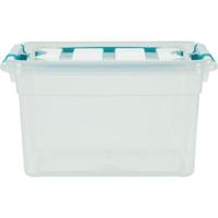 Whitefurze Carry Box opbergdoos 13 liter, transparant met blauwe handvaten