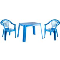 Tuinstoelen en tafel set - voor kinderen - kunststof - blauw - 2x stoelen - buiten