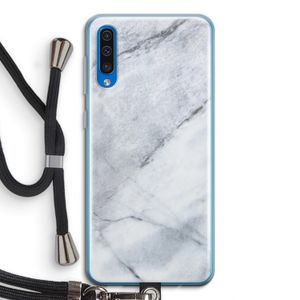 Witte marmer: Samsung Galaxy A50 Transparant Hoesje met koord