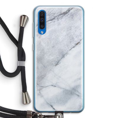 Witte marmer: Samsung Galaxy A50 Transparant Hoesje met koord