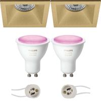 Philips Hue LED Spot Set GU10 - Mat Goud - Verdiept - Bluetooth