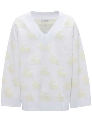 JW Anderson pull imprimé à col v - Blanc