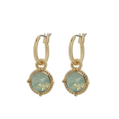 Biba Hang Oorbellen Goud met Swarovski Steentje Chrys. Opal