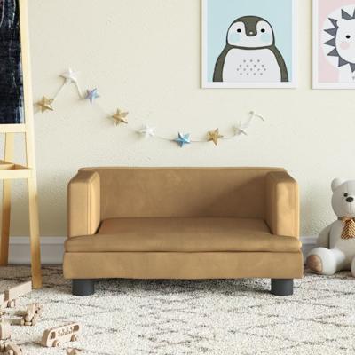 Kinderbank 60x40x30 cm fluweel bruin