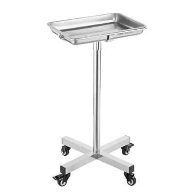 VEVOR Laboratoriumtrolley Serveerwagen Roestvrij Staal met Verwijderbare Roestvrijstalen Laden Draagvermogen tot 16 kg, Verstelbare Hoogte 64-101 cm, Medisch Ladeblad voor Spa, Salon, Kliniek, Persoonlijke Verzorging Zilver