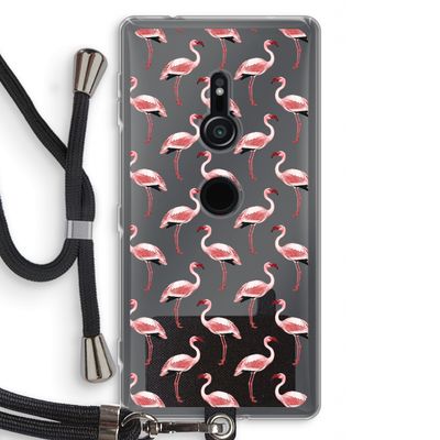 Flamingoprint groen: Sony Xperia XZ2 Transparant Hoesje met koord