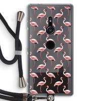 Flamingoprint groen: Sony Xperia XZ2 Transparant Hoesje met koord