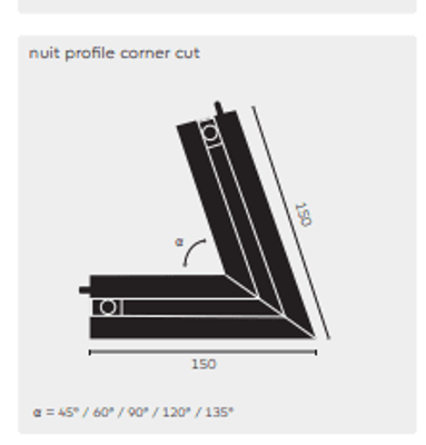Kreon - Nuit corner cut, 90°, zwart