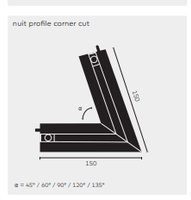 Kreon - Nuit corner cut, 90°, zwart