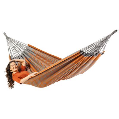 Tweepersoons hangmat - 350x160cm - Oranje - 160kg draagkracht- 100% katoen - binnen & buiten