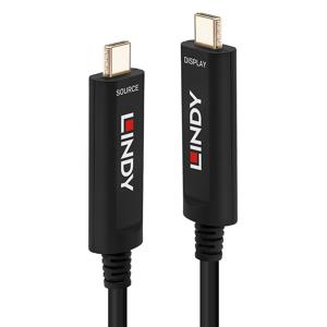 LINDY 38503 USB-C-displaykabel Aansluitkabel USB-C stekker, USB-C stekker 15.00 m Zwart