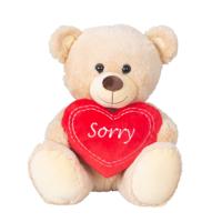 Mel-o-design Knuffelbeer - lichtbruin - sorry/excuses - 30 cm - hartje