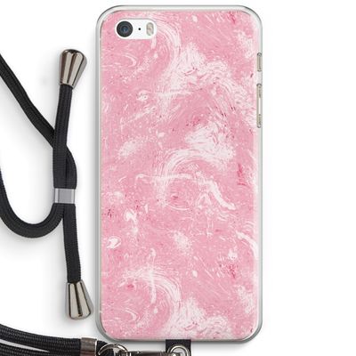 Abstract Painting Pink: iPhone 5 / 5S / SE Transparant Hoesje met koord