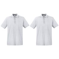 2-Pack maat 2XL lichtgrijs poloshirt premium van katoen voor heren