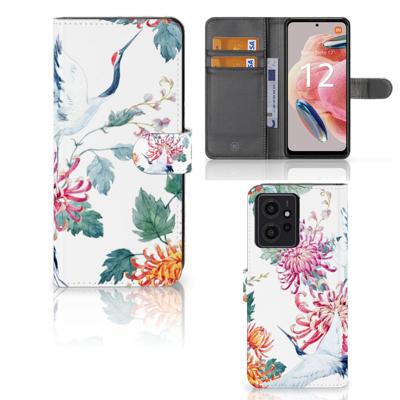 Xiaomi Redmi Note 12 4G | Telefoonhoesje | Met pasjeshouder | Bird Flowers