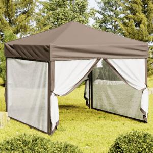 Partytent inklapbaar met zijwanden 3x3 m taupe