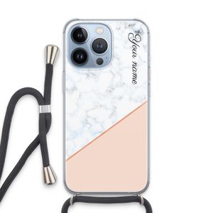 Marmer in stijl: iPhone 13 Pro Transparant Hoesje met koord