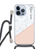 Marmer in stijl: iPhone 13 Pro Transparant Hoesje met koord