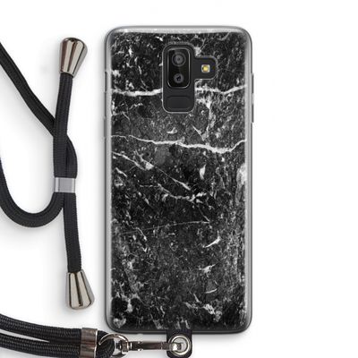Zwart marmer: Samsung Galaxy J8 (2018) Transparant Hoesje met koord
