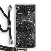 Zwart marmer: Samsung Galaxy J8 (2018) Transparant Hoesje met koord