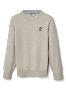 Brunello Cucinelli Kids sweat en cachemire à logo brodé - Tons neutres