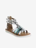 Spartaanse leren sandalen voor kinderen, kleuterschoolcollectie zilver