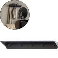 WOOOD kapstok kenan metaal zwart 80 cm | 4 stuks