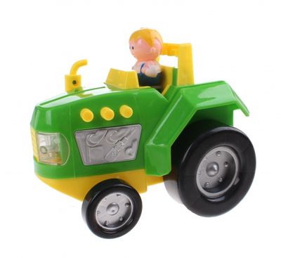 Let's Play tractor met licht en geluid 15 cm groen/geel