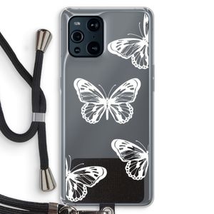 White butterfly: Oppo Find X3 Transparant Hoesje met koord