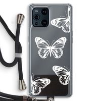 White butterfly: Oppo Find X3 Transparant Hoesje met koord