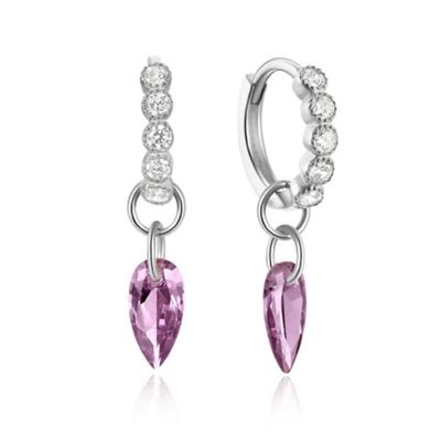 Luxe Elenza Zilveren Oorbellen met Paarse en Witte Zirkonia - Verfijnde Dames Sieraden