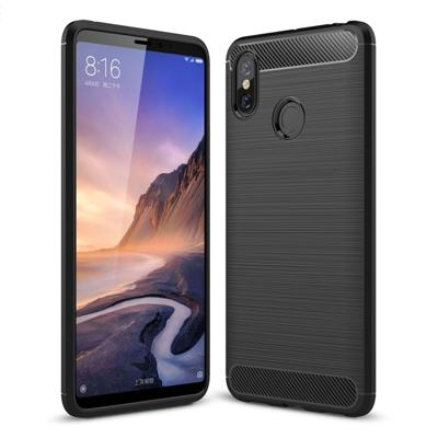 Geborsteld textuur koolstofvezel schokbestendige TPU Case voor de Xiaomi Mi Max 3(Black)